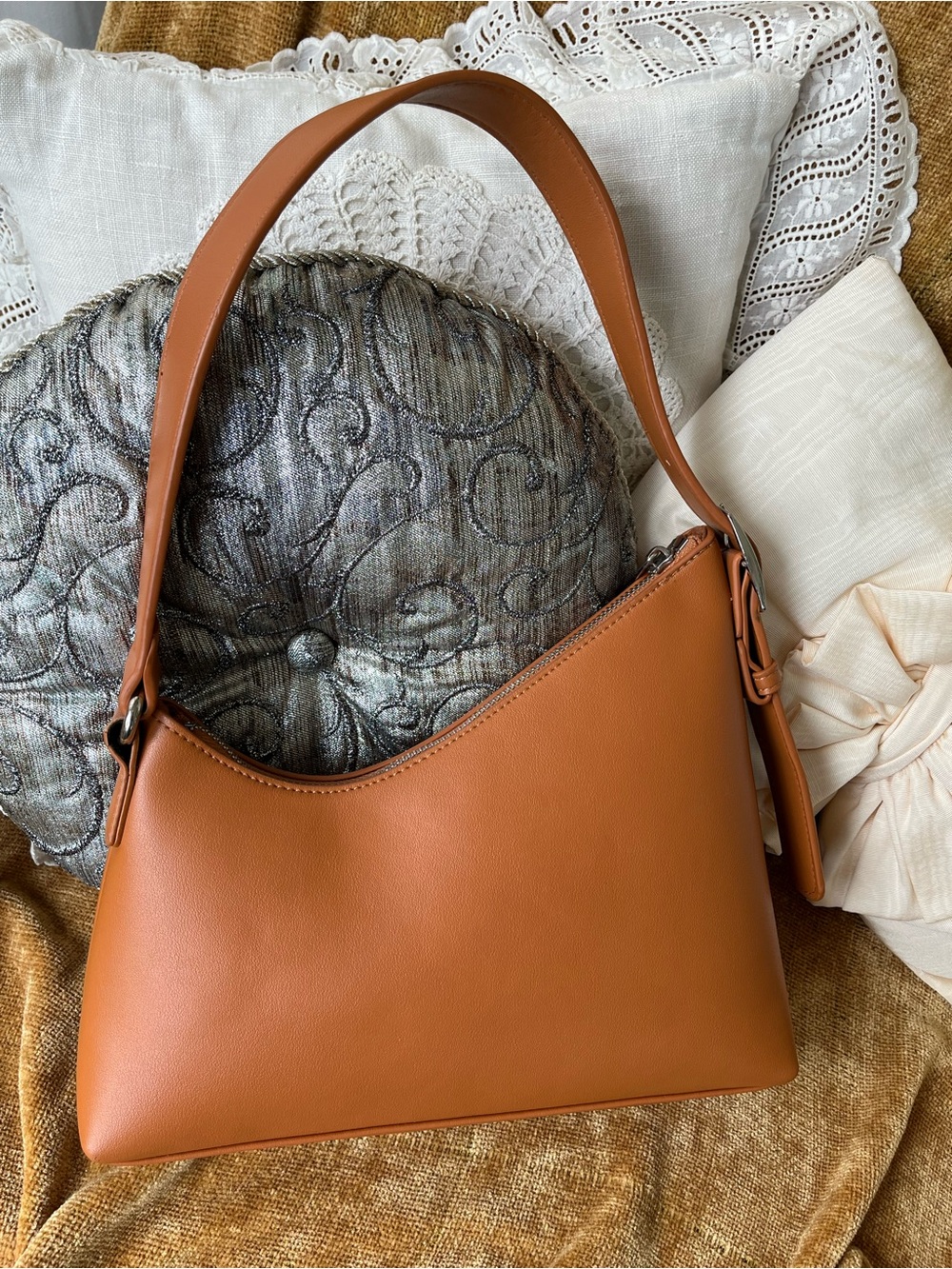 Street Level Asymmetrical Shoulder Bag, EUC Silver Hardware